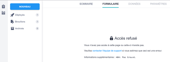 projet ouvert avec onglets desactivés